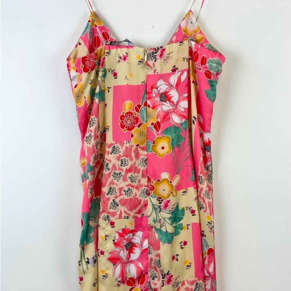 Zara (XS) Floral Mini Dress Pink Polyester - Picture 5 of 8
